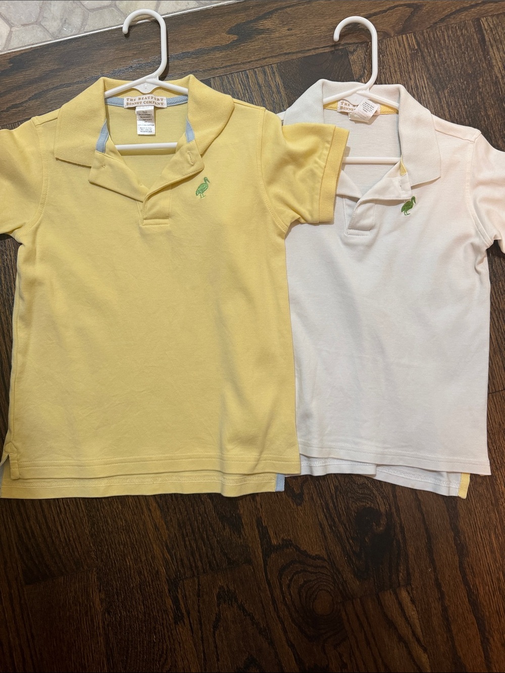 The Children's Place Yellow and White Polo Shirts with Green Logo